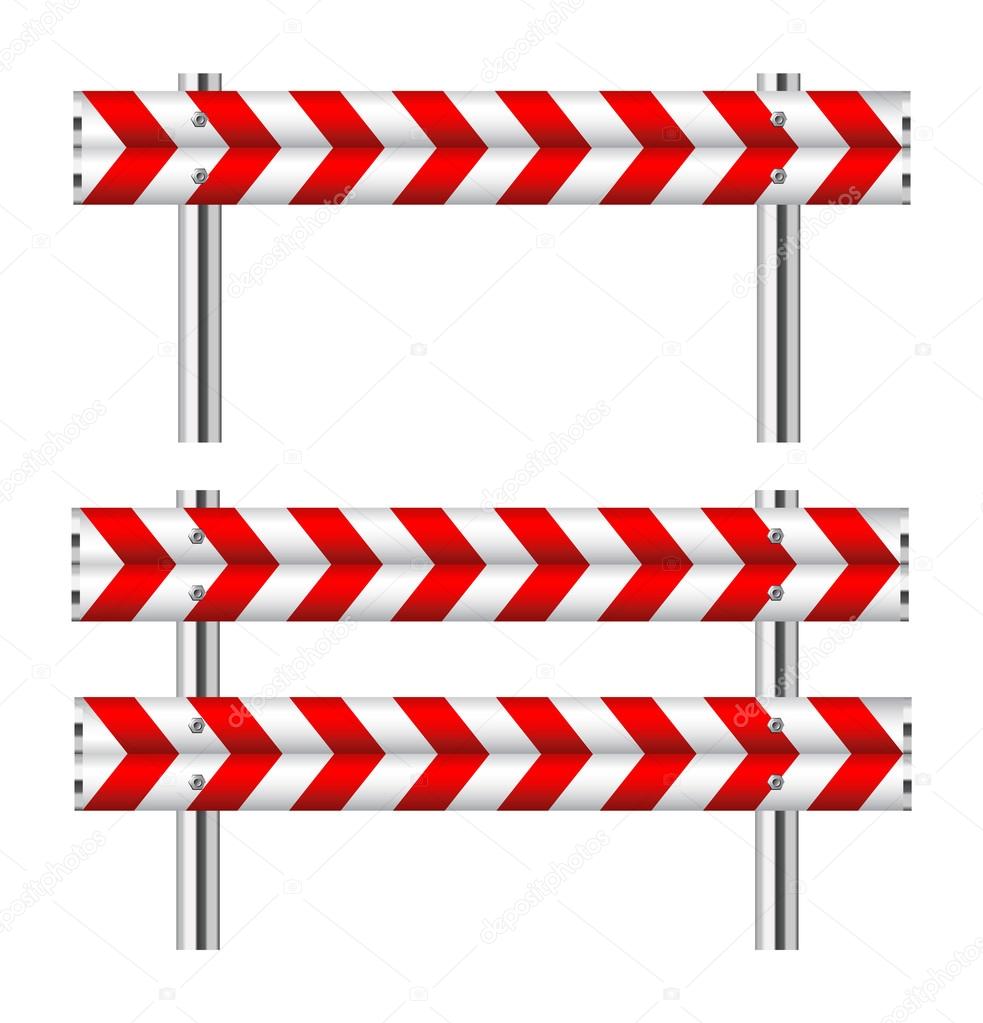 Red and white construction barricade