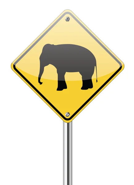 Olifant waarschuwing verkeersbord — Stockvector