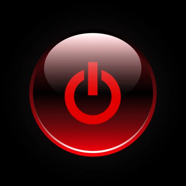 Red glossy power button — Stock Vector