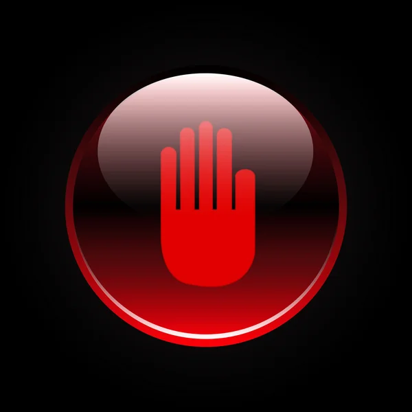 Hand sign on red button — Stock Vector