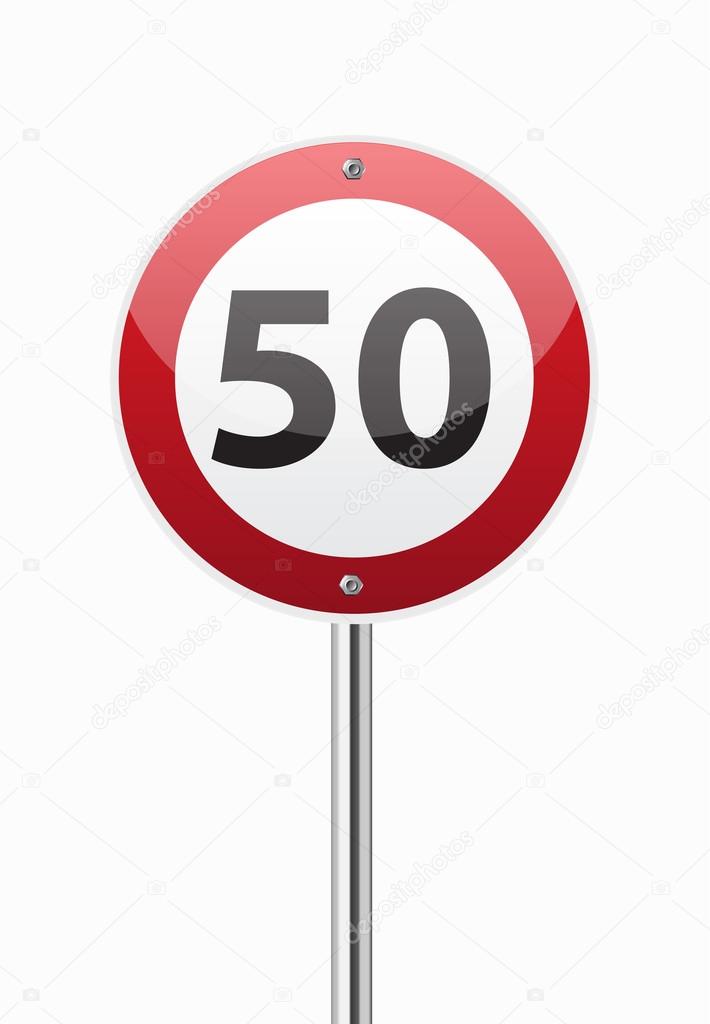 Traffic sign speed limit fifty