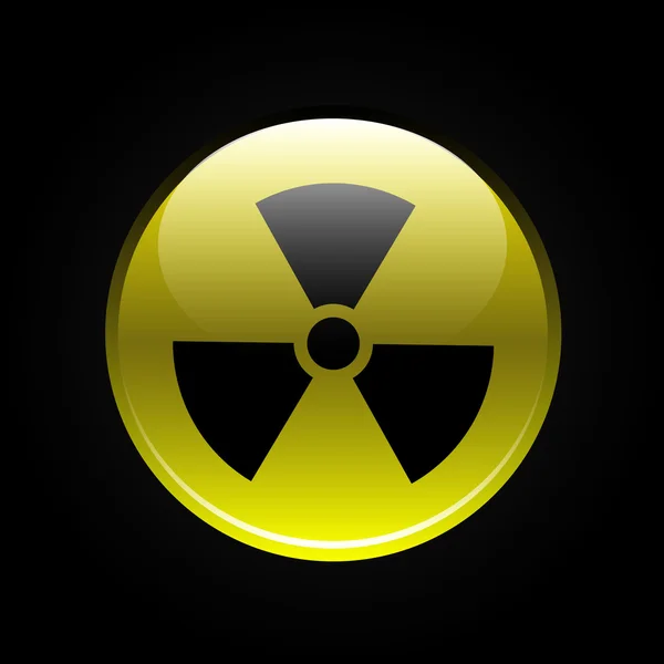 Botão de radiação amarelo brilhante — Vetor de Stock
