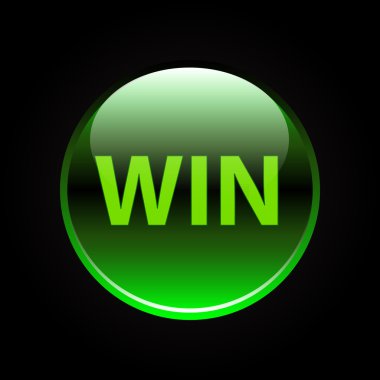 Green glossy win button clipart