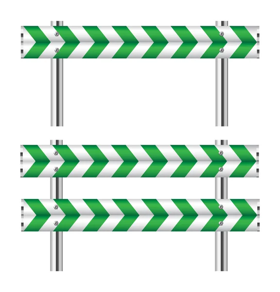 Barricada de construcción verde y blanca — Vector de stock