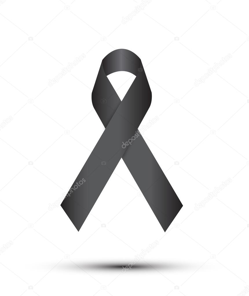 Black ribbon on white