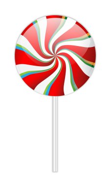 Beyaz üzerine kırmızı lolipop.