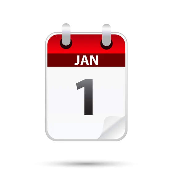 1 gennaio calendario su bianco — Vettoriale Stock