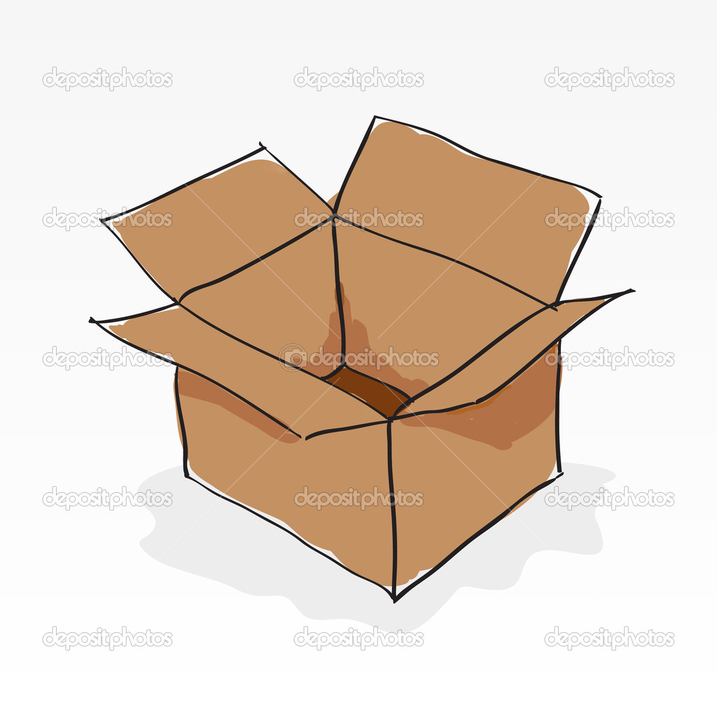 Hand drawn brown paper box