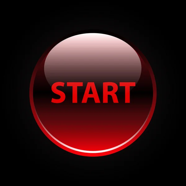 Red glossy start button — Stock Vector