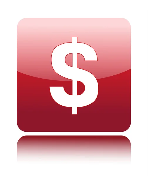 Signe dollar sur le bouton rouge — Image vectorielle