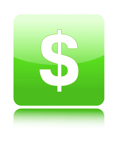 Groene glanzende dollar knop — Stockvector