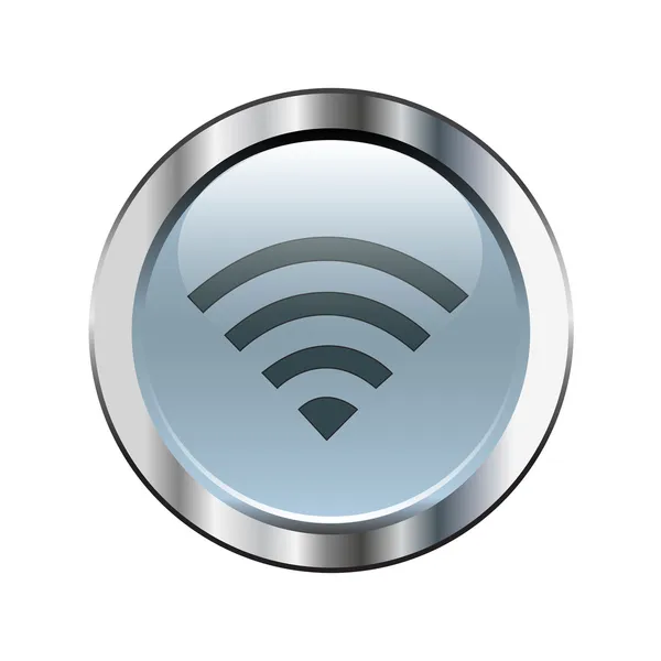 Buton wifi gri cu margine argintie — Vector de stoc