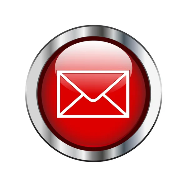 Botón de correo rojo con borde plateado — Archivo Imágenes Vectoriales