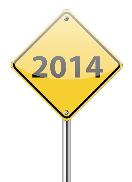 2014 on yellow sign — Stock Vector