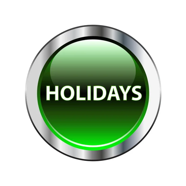 Διακοπές πράσινο κουμπί σε λευκό — Διανυσματικό Αρχείο