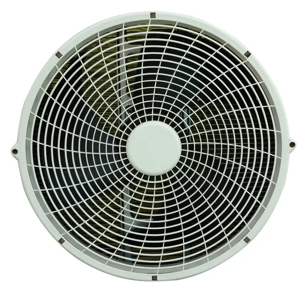 Primo piano del ventilatore del condizionatore d'aria su bianco — Foto Stock
