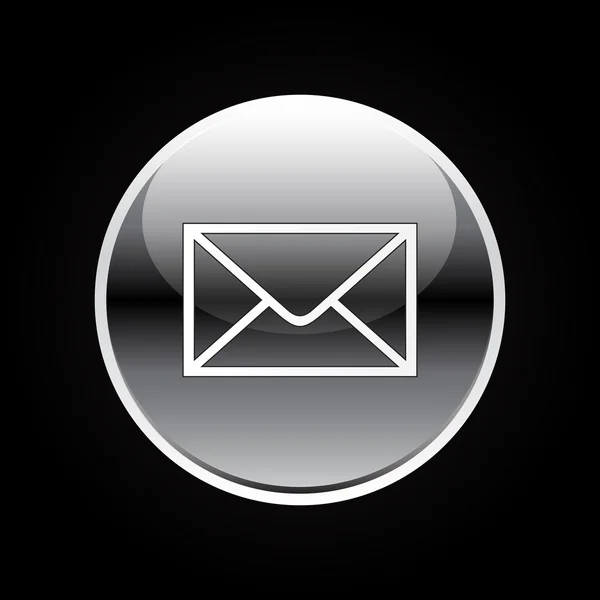 Bouton Mail blanc sur noir — Image vectorielle