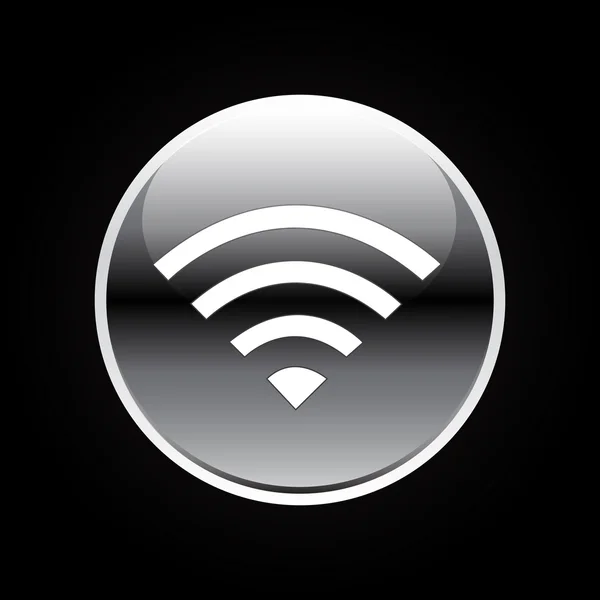 Чорно-біла глянсова бездротова кнопка або Wi-Fi на чорному — стоковий вектор