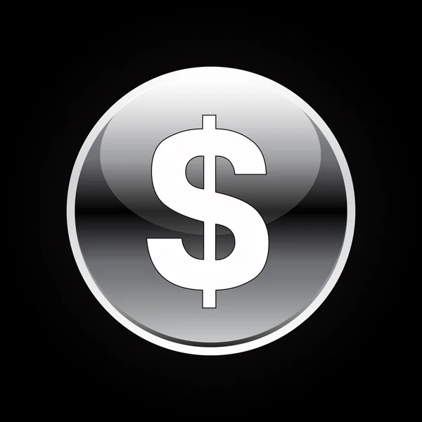 Signe dollar blanc sur noir — Image vectorielle