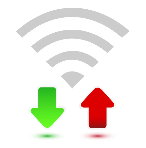 WiFi med röda och gröna pilen på vit — Stock vektor