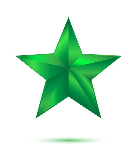 3D-groene ster op wit — Stockvector