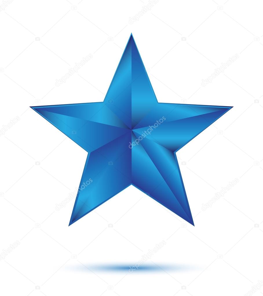 3D blue star on white