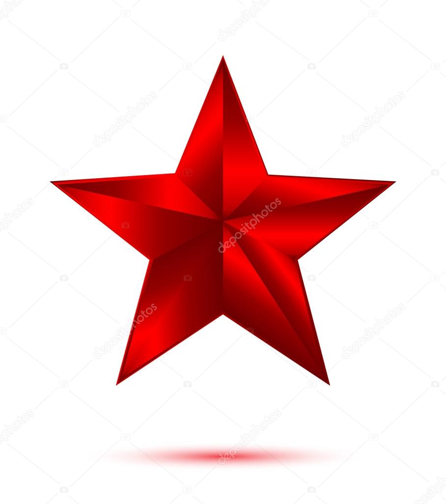 3D red star on white