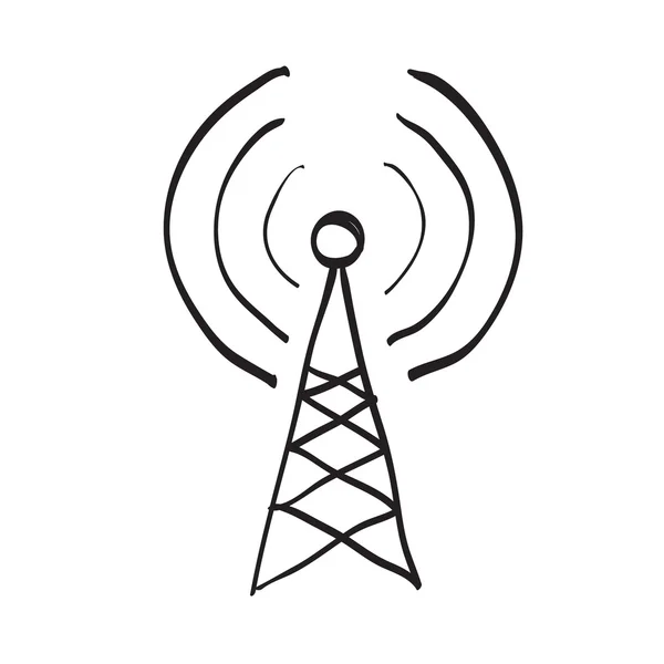 Antenne dessinée à la main sur blanc — Image vectorielle