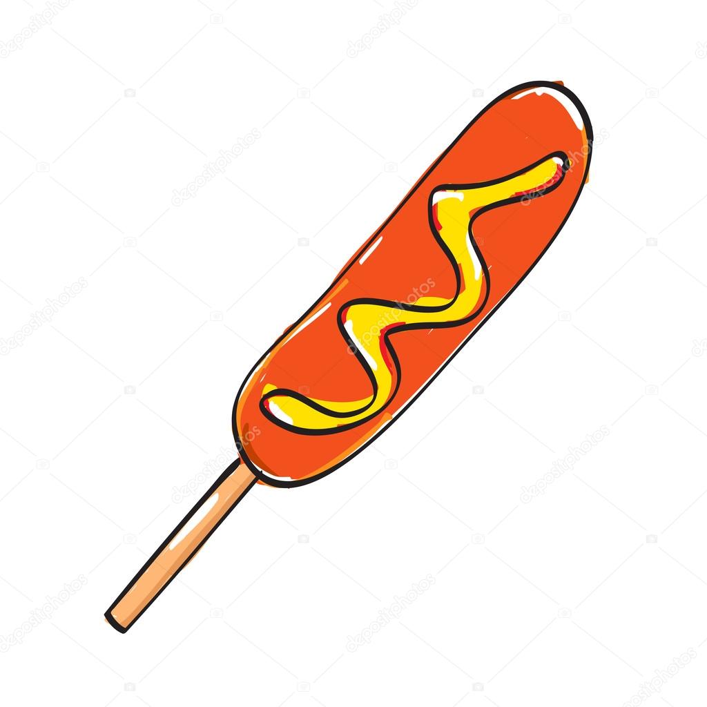 Hand drawn hot dog