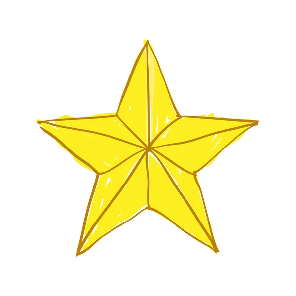 Estrela de ouro desenhada à mão no branco — Vetor de Stock