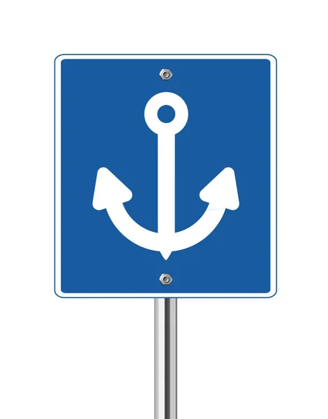 Anchor sign on blue traffic — Stock Vector