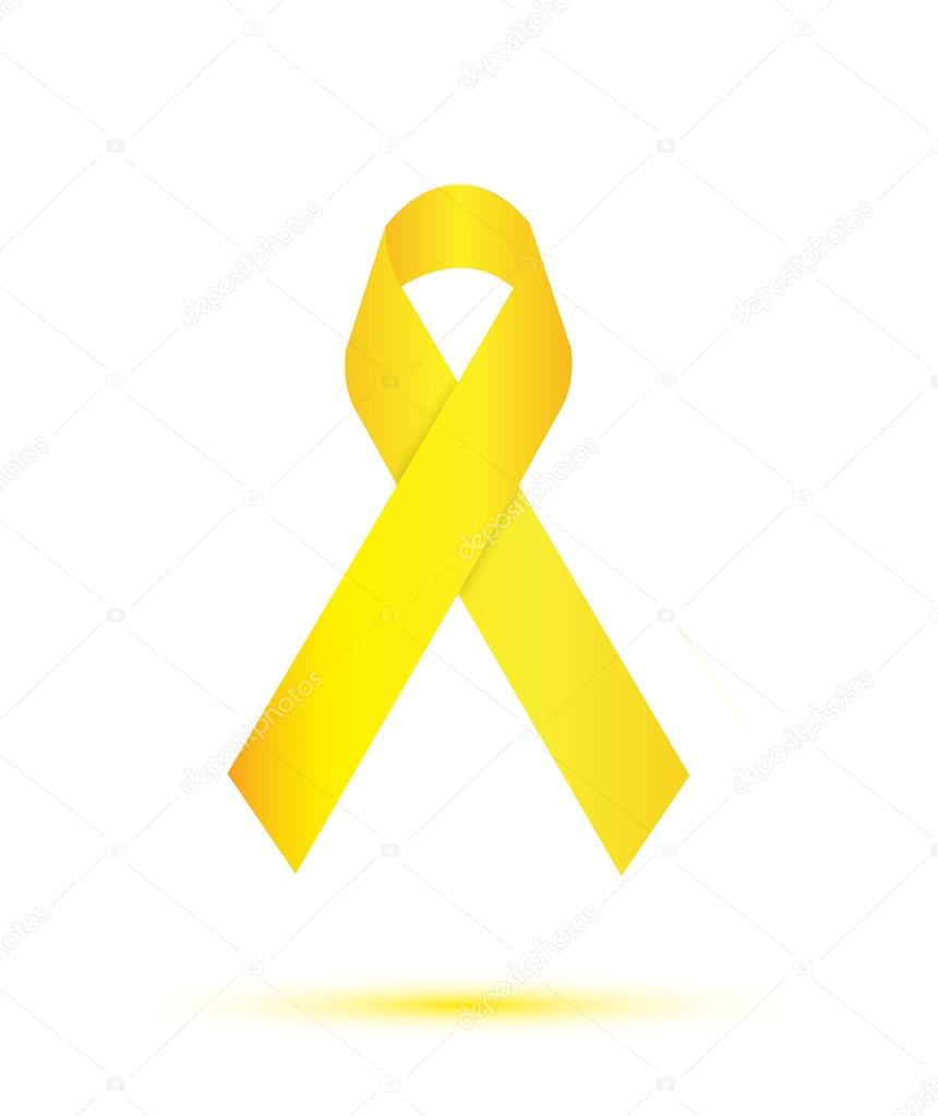Yellow ribbon on white