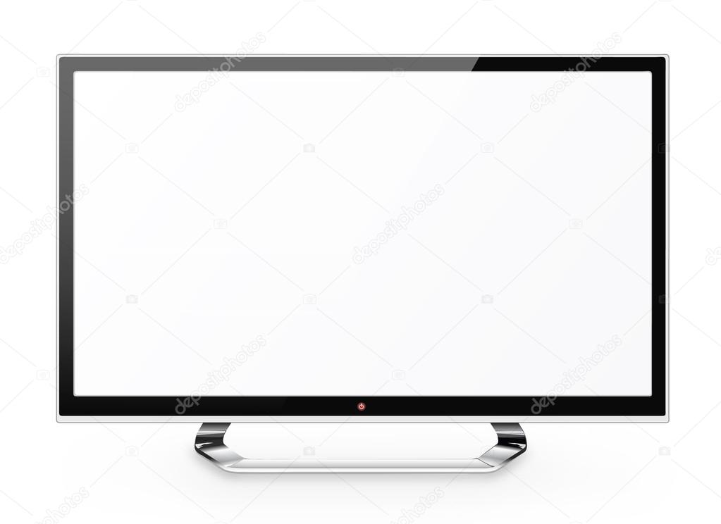 Frontal view of  led or lcd internet tv monitor isolated on whit