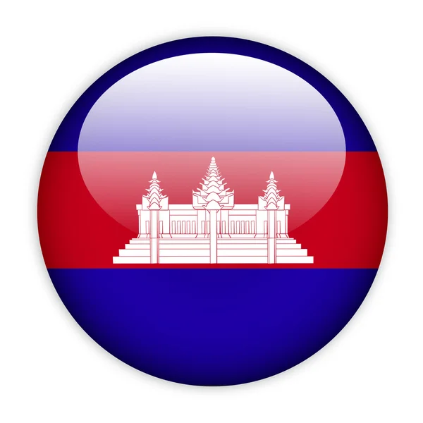Kamboçya bayrağı düğmesi — Stok Vektör