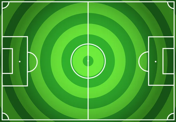 Voetbal groen veld met cirkels gestreept — Stockvector