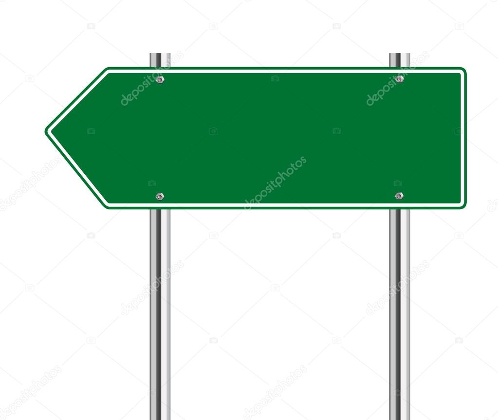 Green arrow to the left road sign