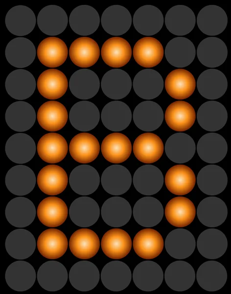 B orange pointillé numérique led alphabet — Image vectorielle
