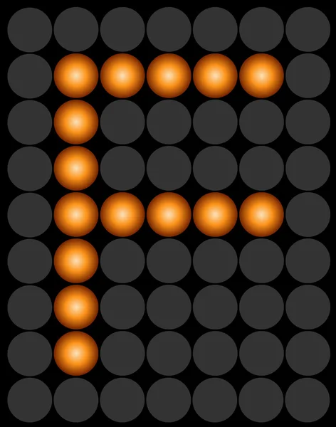 E arancione punteggiato digitale led alfabeto — Vettoriale Stock