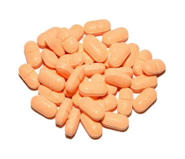 Pillole di vitamina C sul bianco — Foto Stock