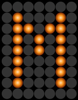 Dijital led alfabe m turuncu noktalı