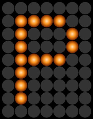 Dijital led alfabe p turuncu noktalı