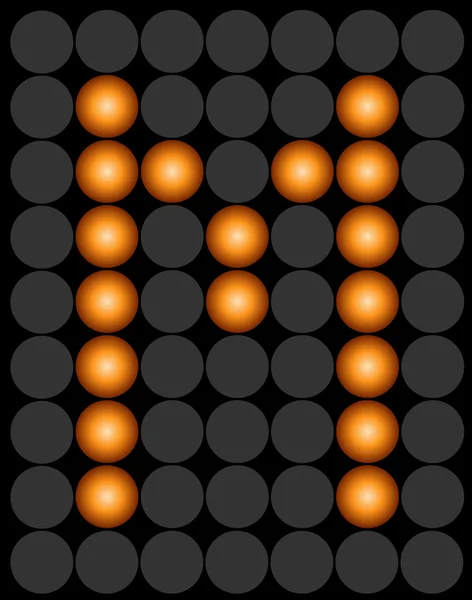 M narancssárga pöttyös digitális led ábécé — Stock Vector