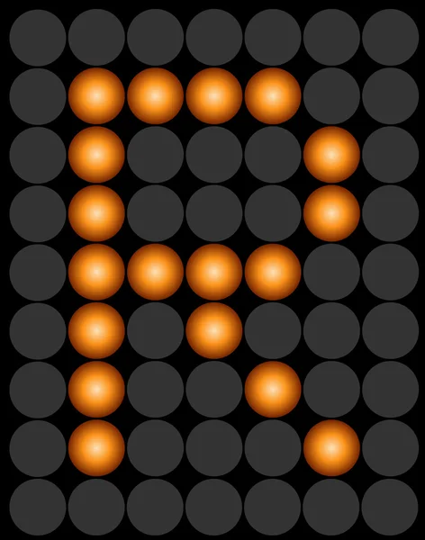 R orange gepunktetes digitales LED-Alphabet — Stockvektor