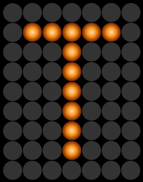 T orange dotted digital led alphabet — Stock Vector