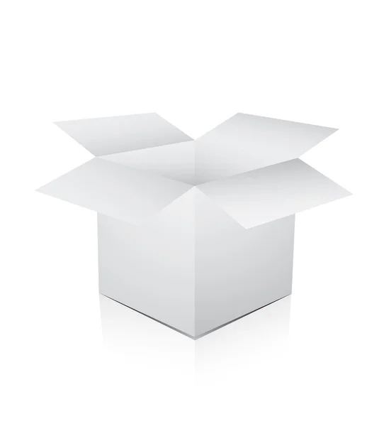 Caja blanca abierta en blanco — Vector de stock