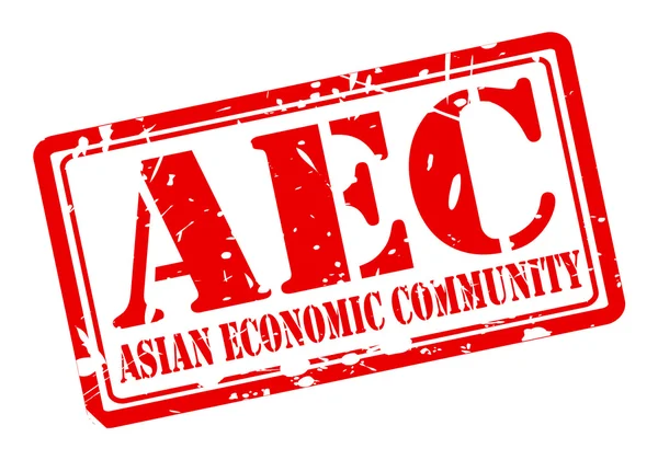 AEC Aziatische Economische Gemeenschap stempel met rode tekst op wit — Stockvector