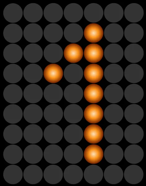 Oranje digitale led nummer 1 alfabet — Stockvector