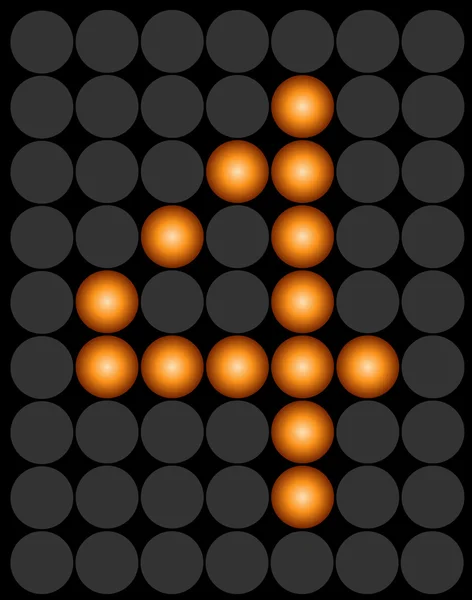 Arancione digitale led numero 4 alfabeto — Vettoriale Stock