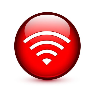 Kırmızı wifi ya da kablosuz parlak düğme