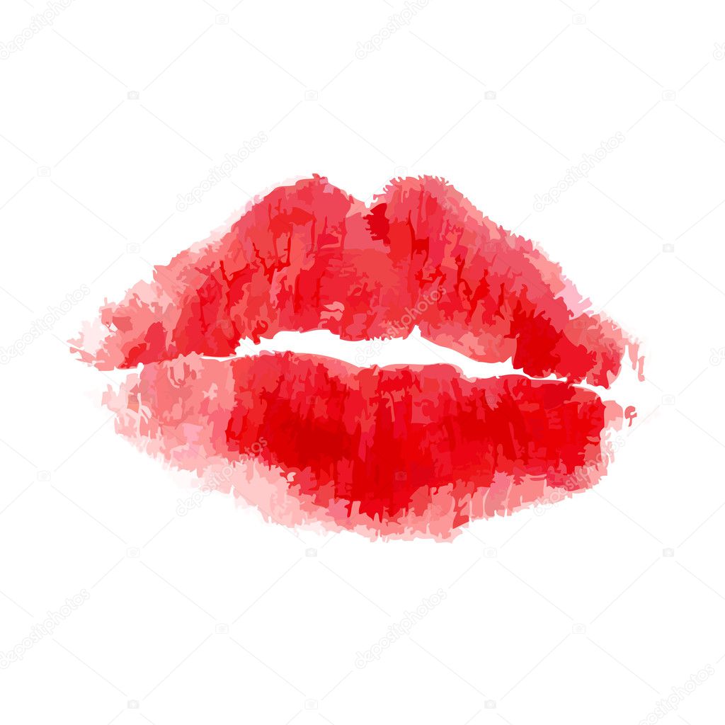 Lipstick kiss on white